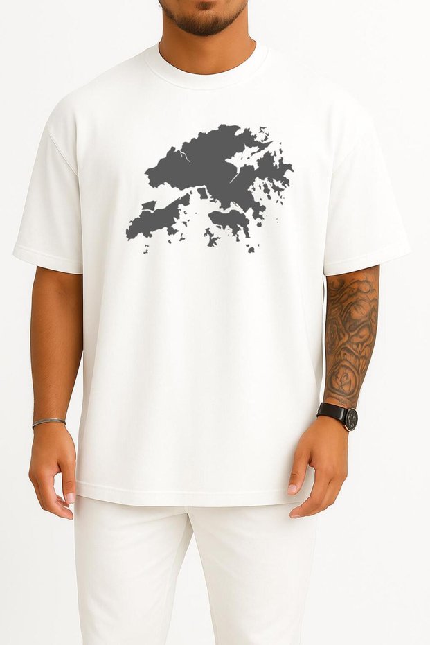 Oversize Hong Kong Map Chest Design Unisex T-Shirt