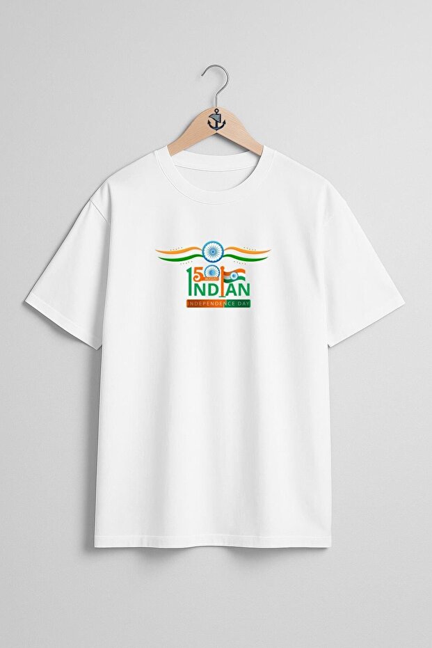 Oversize 15 August Happy Independence Day India Unisex T-Shirt with Chest Design
