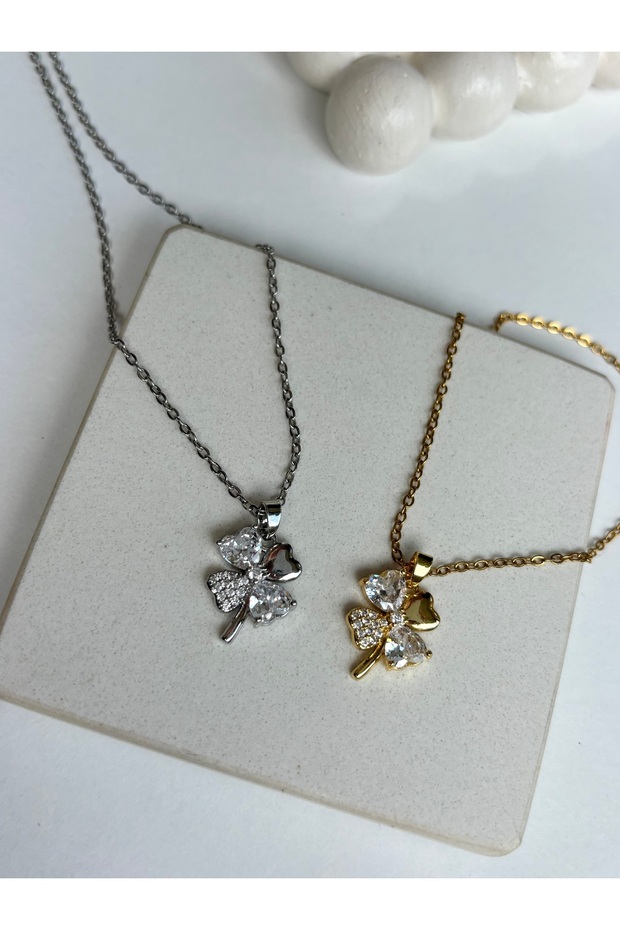 Taşlı Yonca Kolye - 3