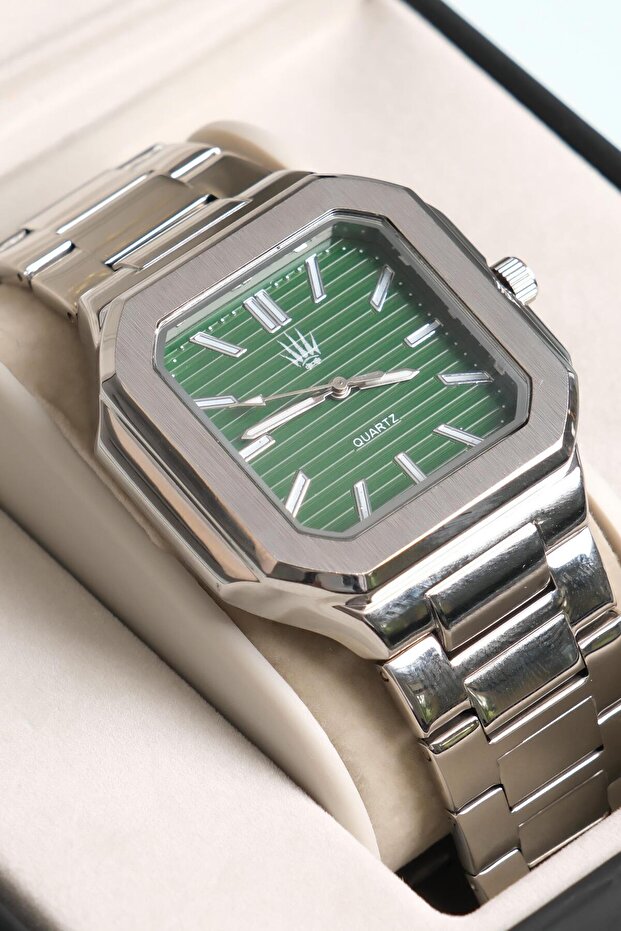 Kratos Silver Green Steel Wristwatch