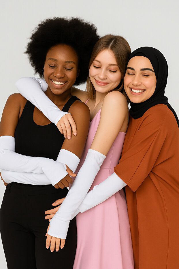 مجموعة من 3 قطع من أكمام الأصابع المصنوعة من القطن الممشط المرن من الليكرا مع مطاط مرن