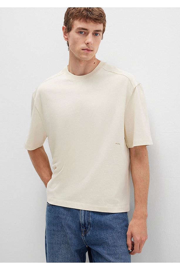 Bisiklet Yaka Lacivert Basic Tişört Boxy Fit 0612909-70065 - 2