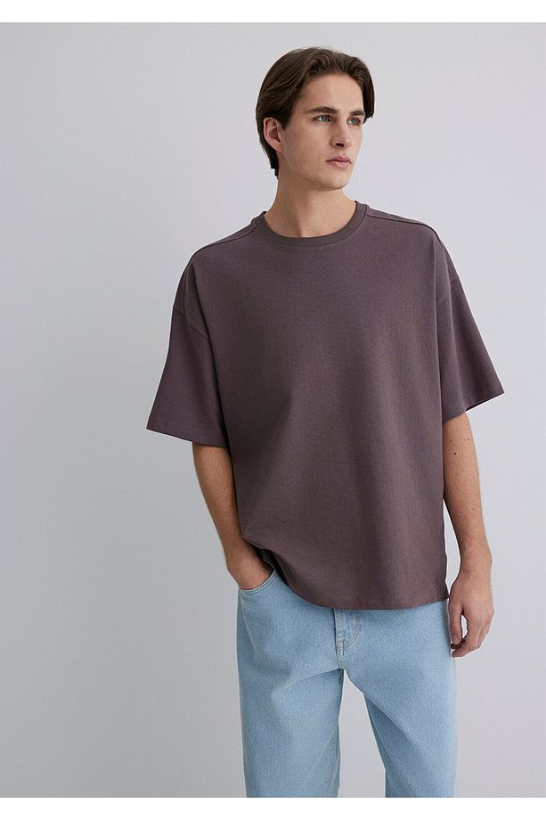 Mor Basic Tişört Oversize / Geniş Kesim 0612641-86683 - 1
