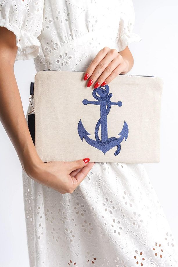 Summer Kadın Bej Duck Keten Kumaş Çapa Clutch & Portföy Çanta - MSLY0109-BJ - 8