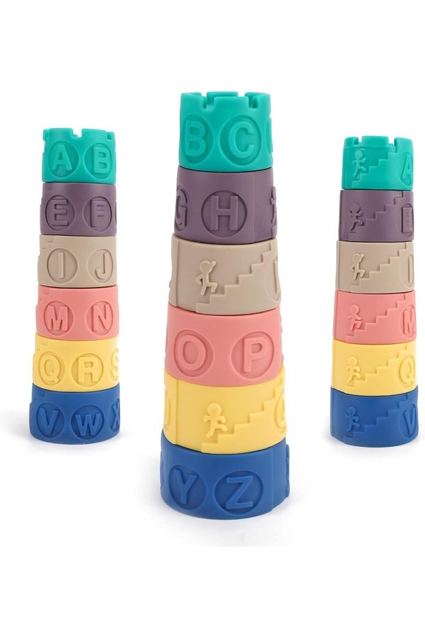 Stacking Educational Toys – Montessori Toy Tower with Letters - Symbols & Patterns