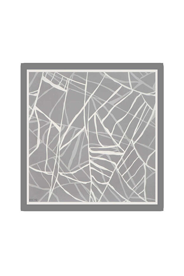 Twill Silk Scarf - Gray Mosaic Pattern - 1