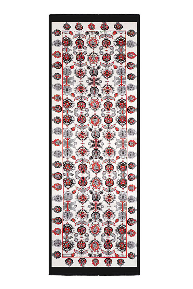 Gray Iznik Pattern Silk Scarf - 4