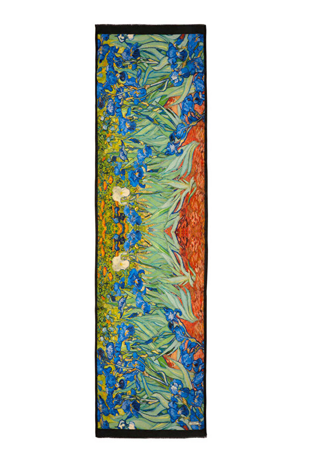 Yeşil İrisler İpek Tablo Fular - 5