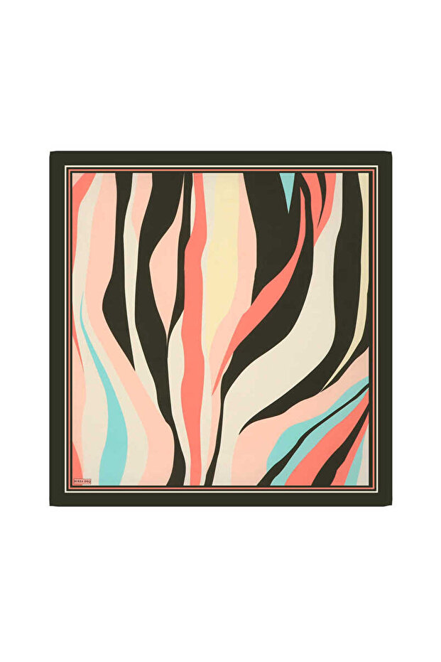 وشاح حريري Twill - نمط موجة السلمون - 1