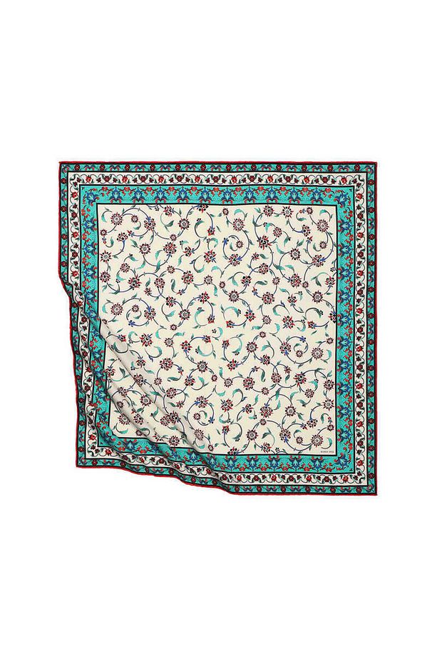 Mint Kır Çiçeği Desen İpeksi Eşarp - 1