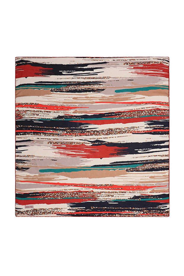 Claret Red Brush Pattern Soft Scarf - 1