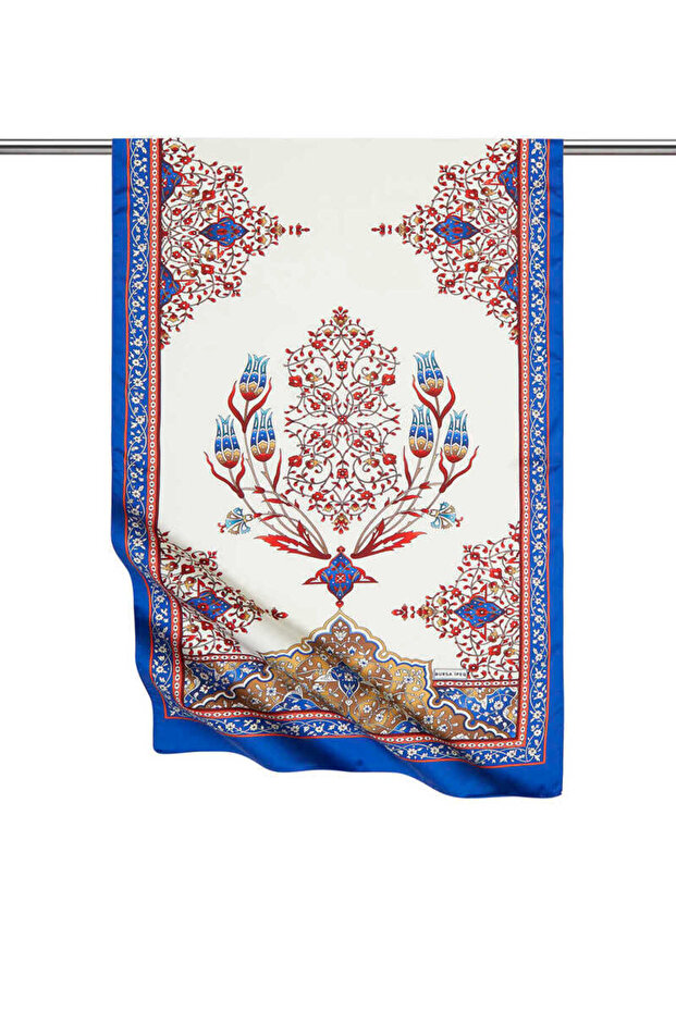 Saks Şamdan Desen Geniş İpeksi Fular - 1
