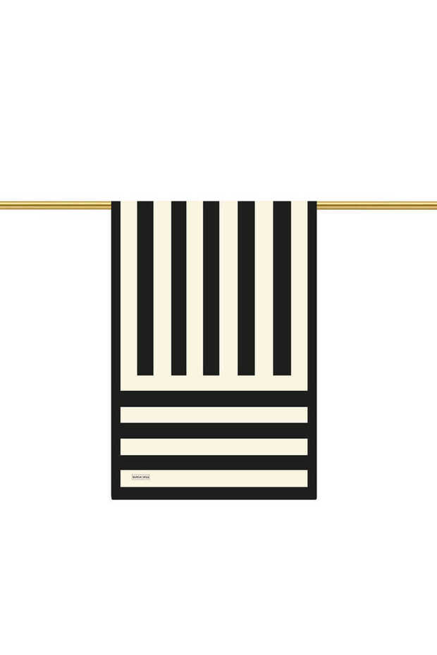 Black Line Pattern Twill Silk Shawl - 2