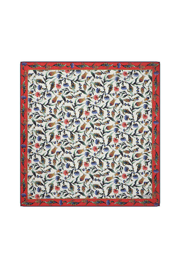 وشاح أحمر ناعم بنمط التوليب - 1