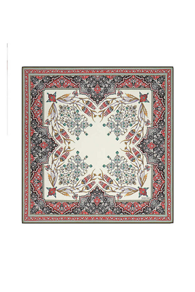 Haki Şamdan Lale Desen Soft Eşarp - 1