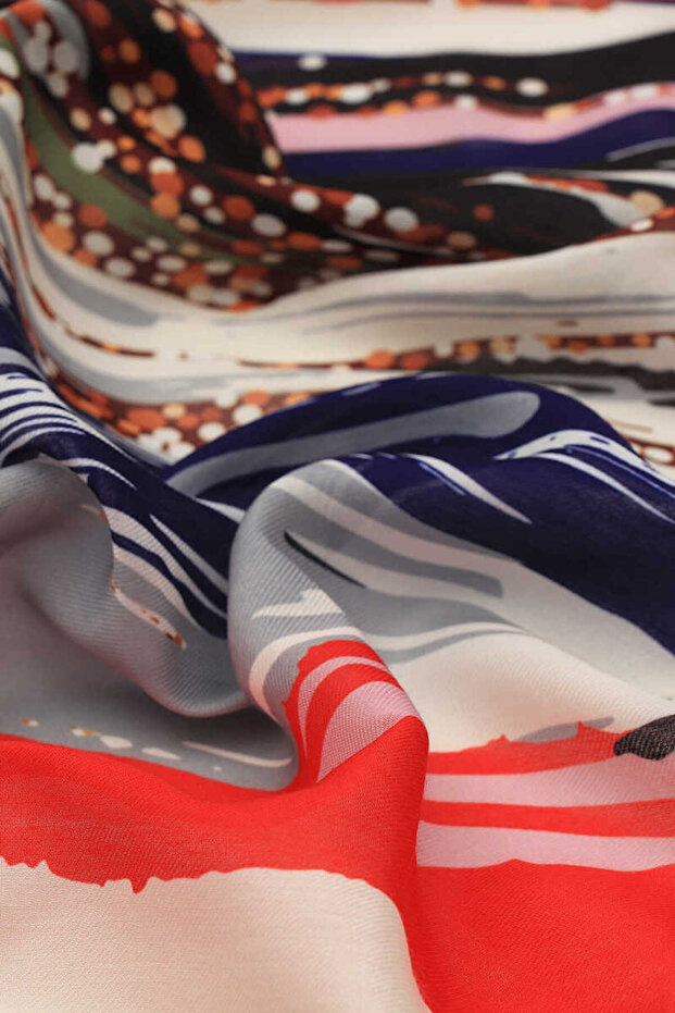 وشاح ناعم بنمط فرشاة رمادية - 3