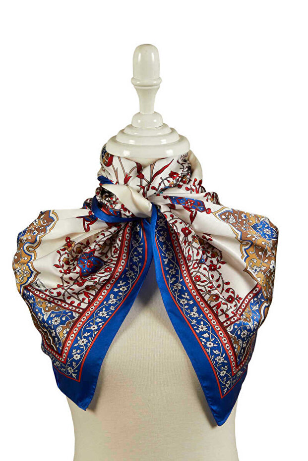 Saks Şamdan Desen Geniş İpeksi Fular - 2