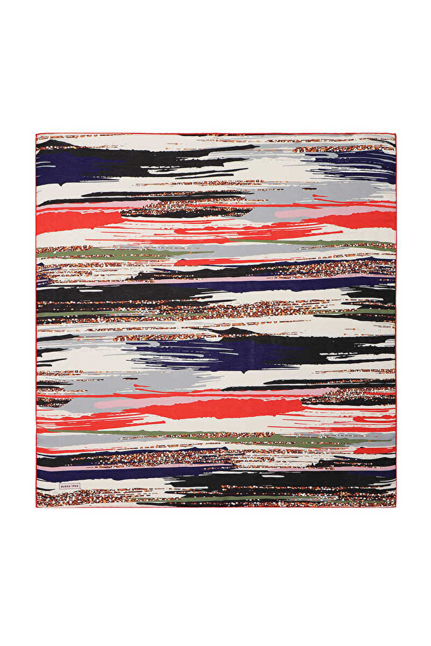 وشاح ناعم بنمط فرشاة رمادية - 1