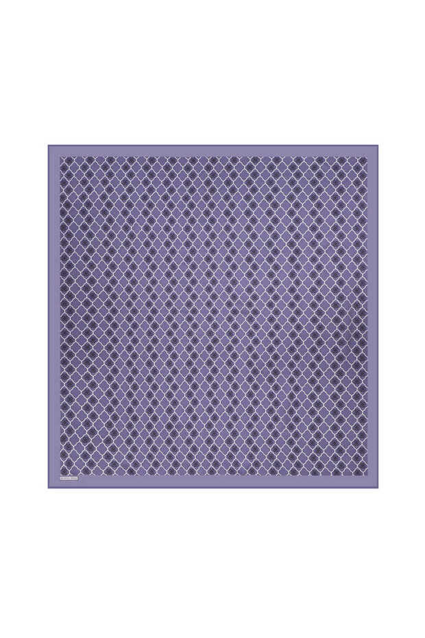 Mor Monogram İpek Eşarp - 1