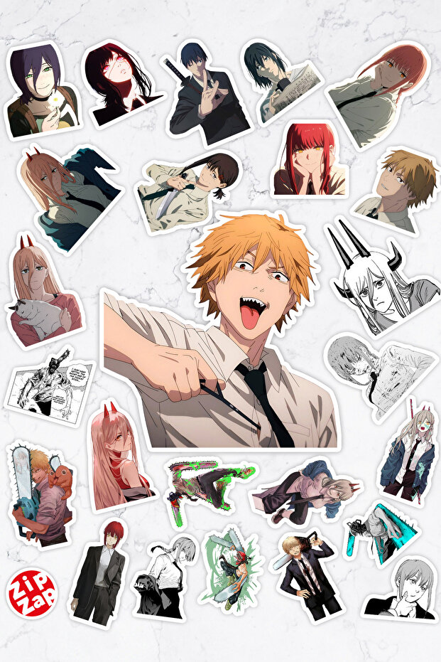 مجموعة ملصقات الرسوم المتحركة Chainsaw Man (25 قطعة)