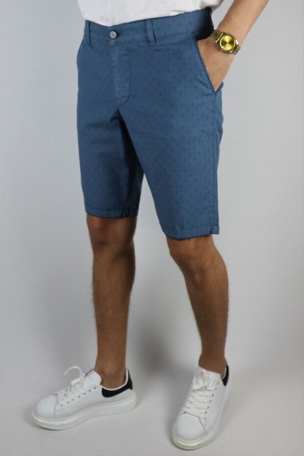 Erkek, Çapa Desenli, Duble Paça Şort - 1