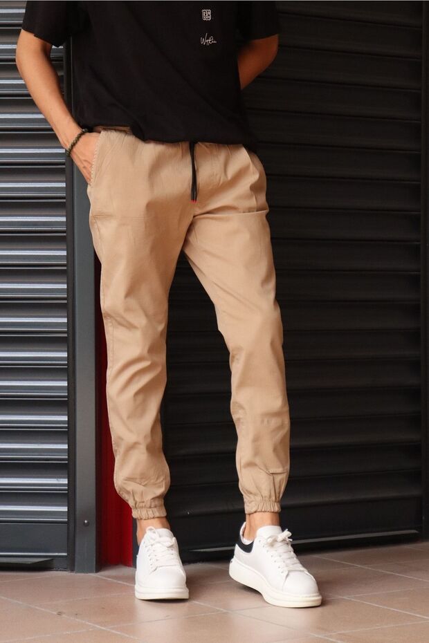 Flexible Gabardine Fabric, Trousers with Elastic Waist and Legs