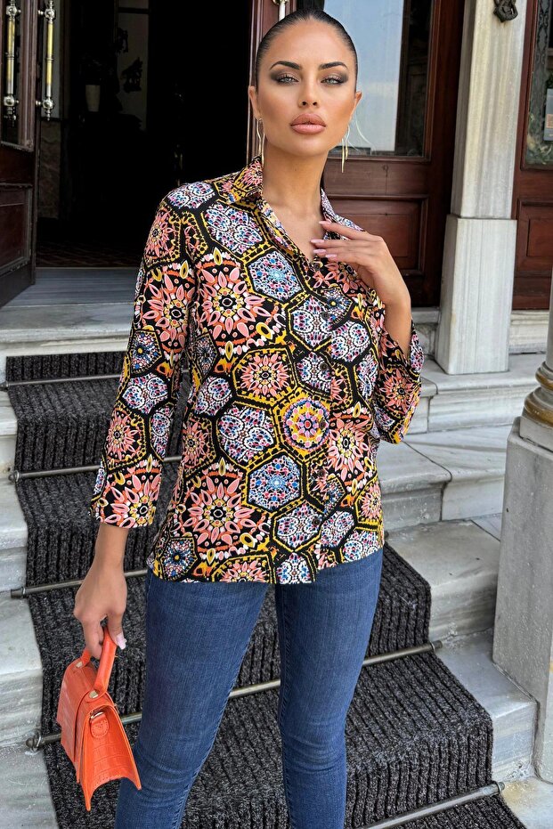 Women's Multi Color Classic Collar, Long Sleeve, Digital Printed Fabric, Regular Fit/Cut, Shirt