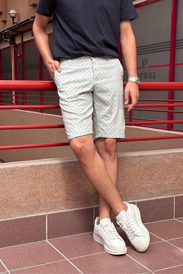 شورت رجالي بنمط مرساة وأرجل مزدوجة - 1