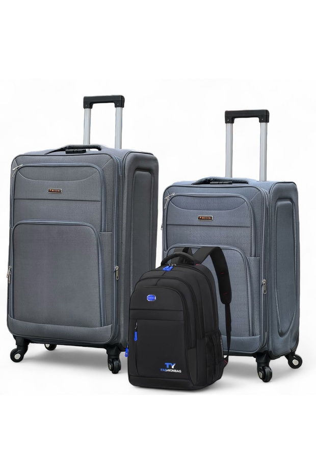 Soft Material 20 Inch(7-10kg) & 24 Inch(20-25kg) Luggage - Stylish Backpack Combo Grey