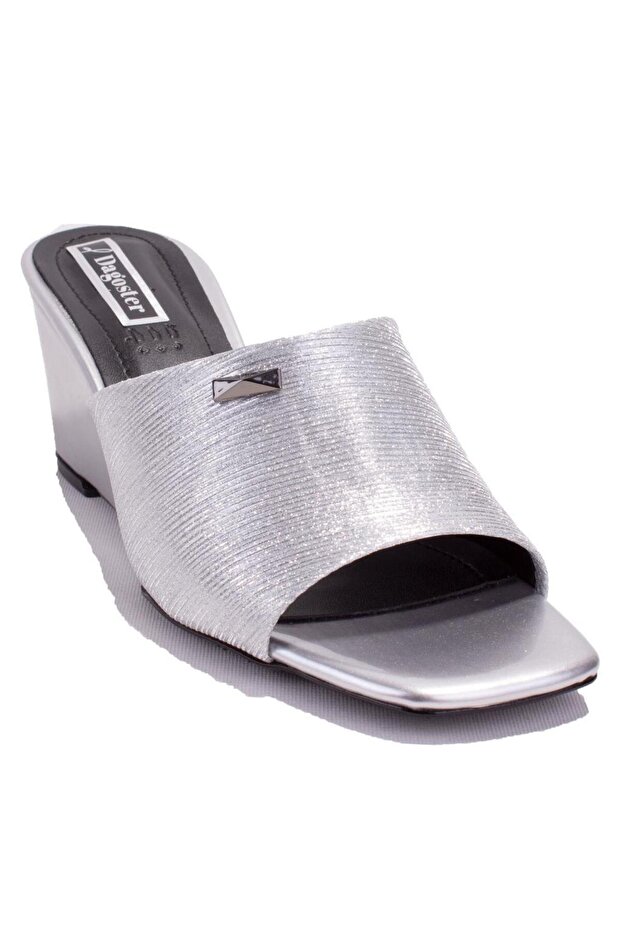 DZA07-108524344CN Silver Platform Heel Women's Slippers