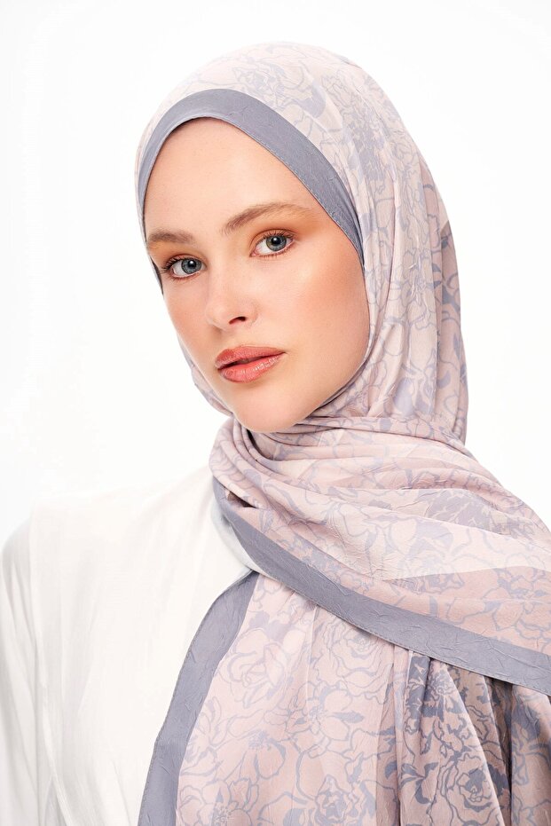 Echo D'Orient Zero Weight Patterned Shawl Light Gray - 1