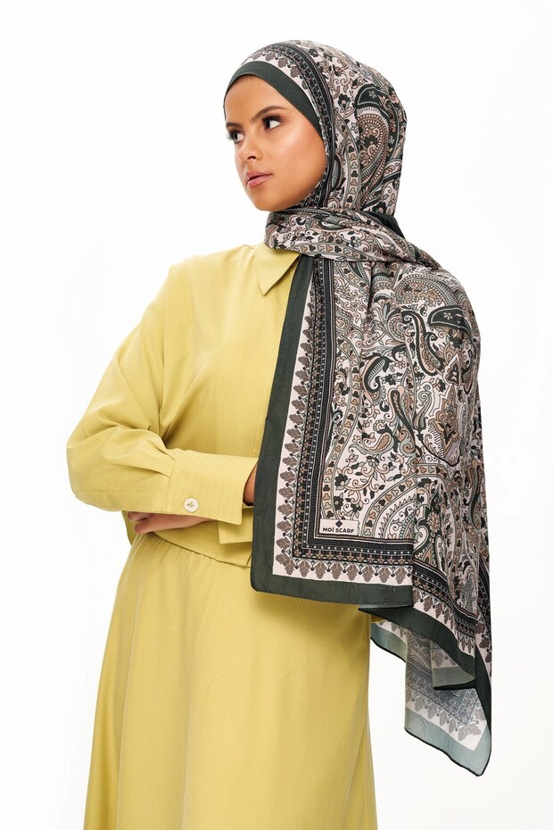 Pai̇sverde Zero Weight Patterned Ethnic Patterned Shawl Anthracite - 2