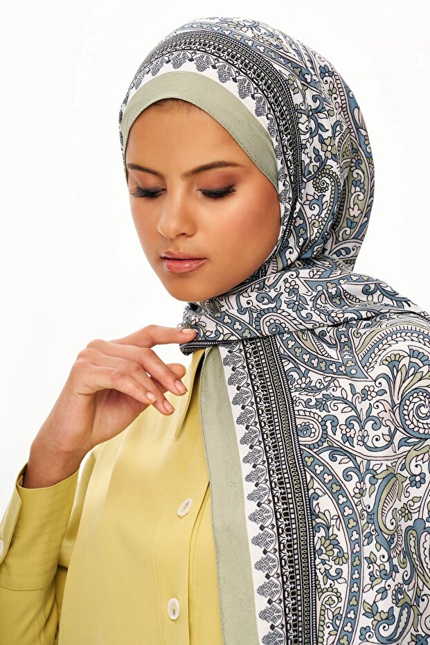 Pai̇sverde Zero Weight Patterned Ethnic Patterned Shawl Light Green - 1