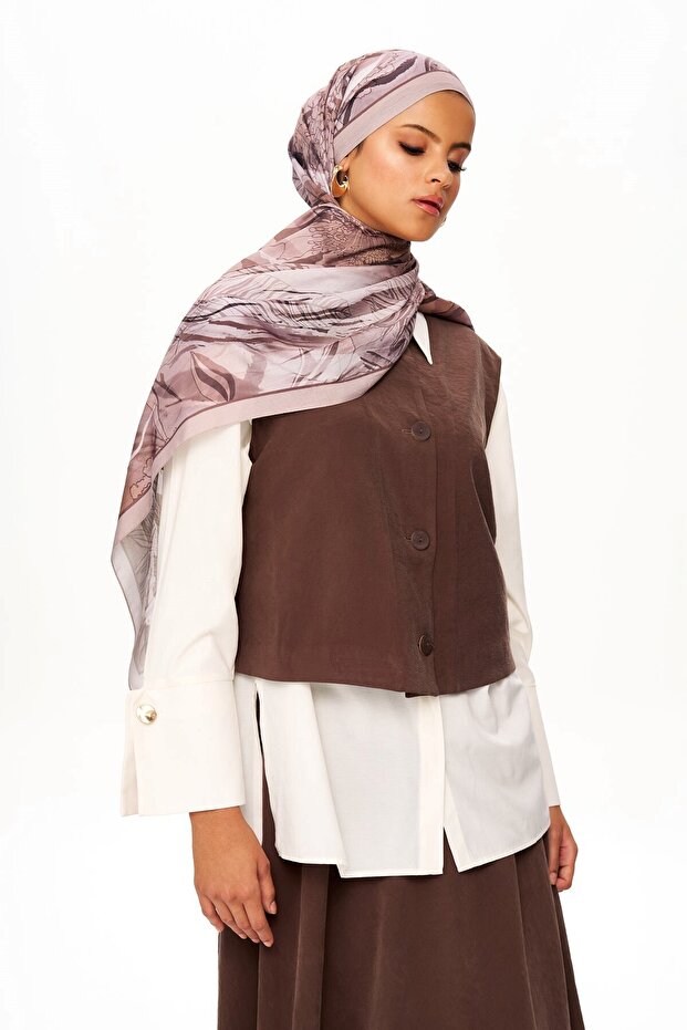Florence Dream Zero Weight Patterned Shawl Chocolate - 2