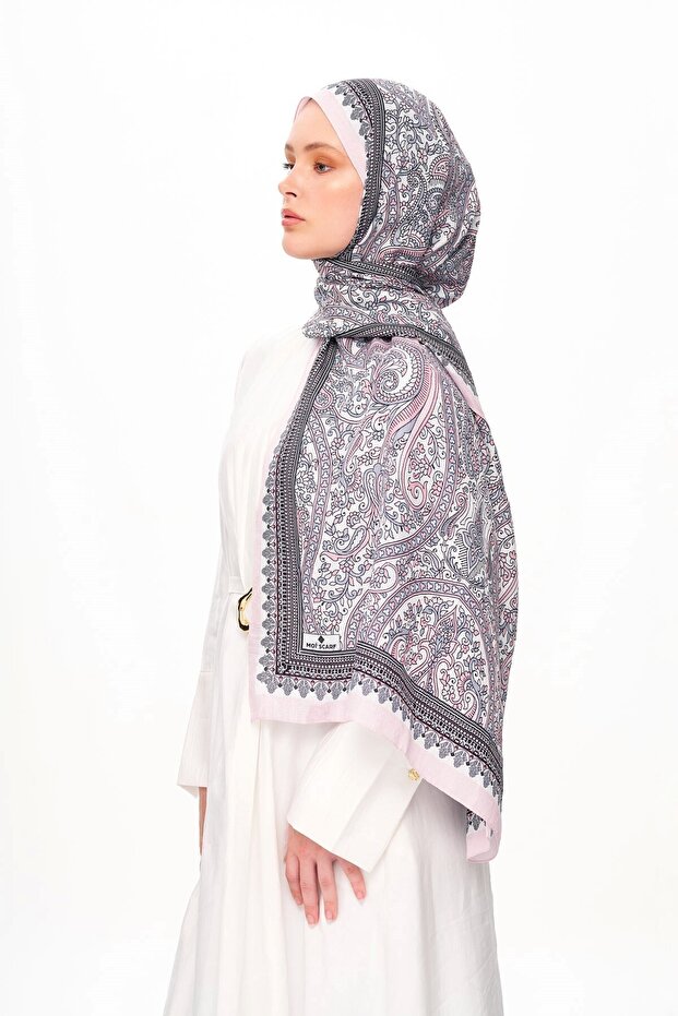 Pai̇sverde Zero Weight Patterned Ethnic Patterned Shawl Light Gray - 3