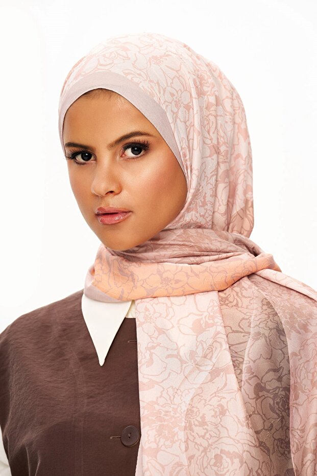 Echo D'Orient Zero Weight Patterned Shawl Light Brown - 1