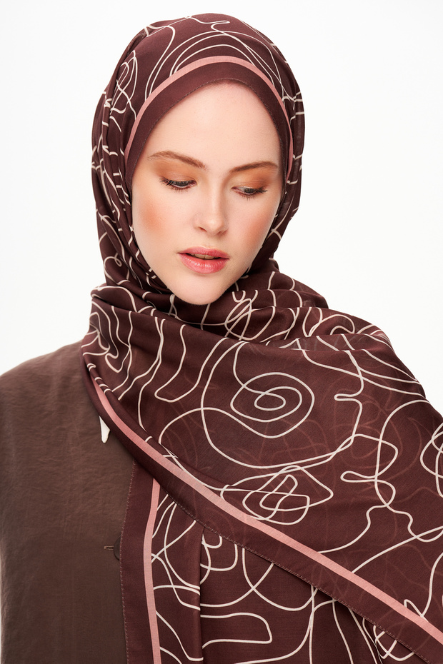 Vian Rose Superior Soft Patterned Shawl Chocolate