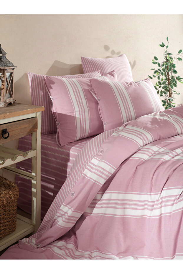 Natural Calors Double Duvet Cover Set with Four Pillows (with Tire Sheets)