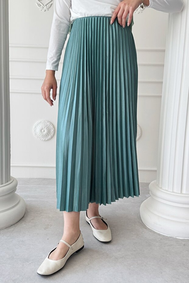 Piliseli Mint Yeşili Etek - 3