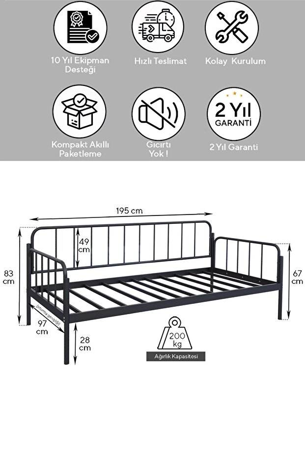 Argimo Sofia Sedir Metal Karyola - 4
