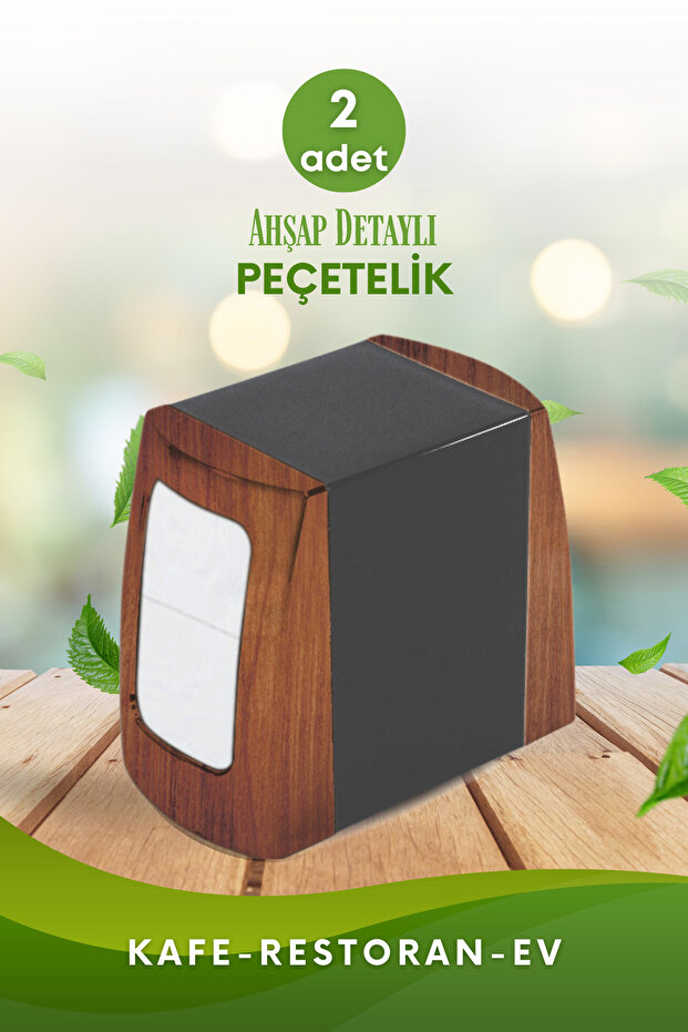 2 Pieces Wooden Detailed Double Sided Spring Napkin Holder Cafe Restaurant Buffet Hotel Napkin Holder