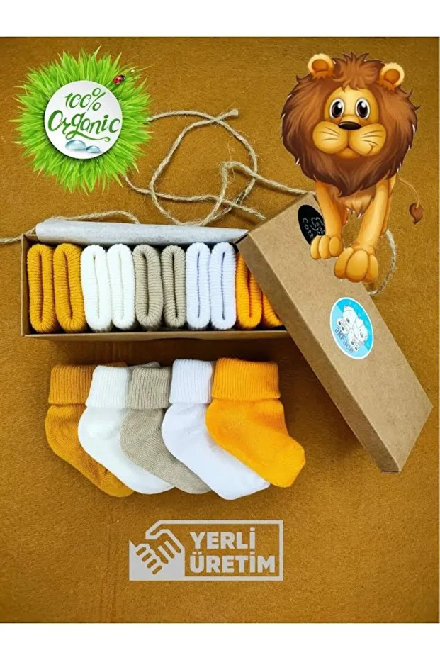 Safari Renklerde -Terletmez- Organik Unisex Yeni Doğan Ve Bebek Çorabı 0-2 Yaş - 1