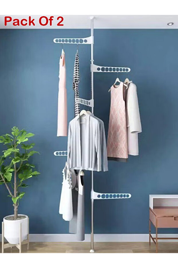 Clothes Dryer Rack - 5 Racks, Vertical Adjustable Design, Lightweight, Space-Saving Silver - 2