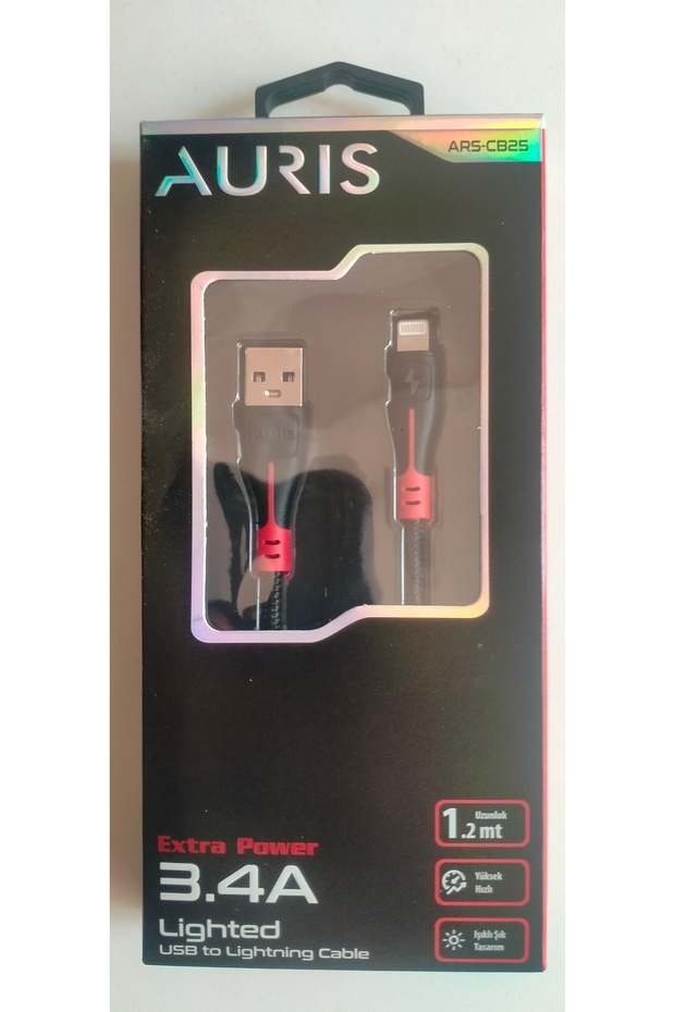 CB25 Usb To Lightning ışıklı örgü kablolu şarj ve data kablosu - 1