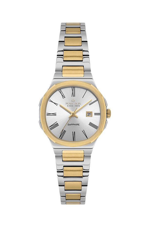 Sapphire Glass Classic Silver - Gold Women's Wristwatch Nc33-398377-Cwm