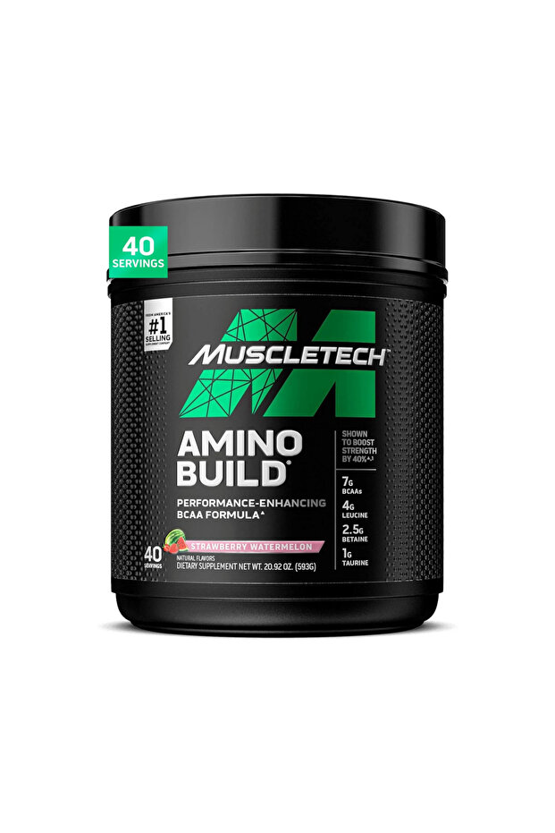 Amino Build BCAA Powder with & Electrolytes for Recovery – Strawberry & Watermelon (40 Servings)