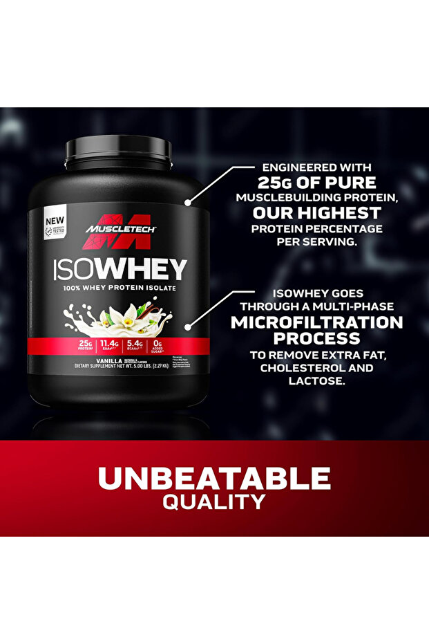 Iso 100% Whey Protein Powder, Pure Isolate Whey Protein for Lean Muscle– Vanilla Flavor (5lbs) - 2