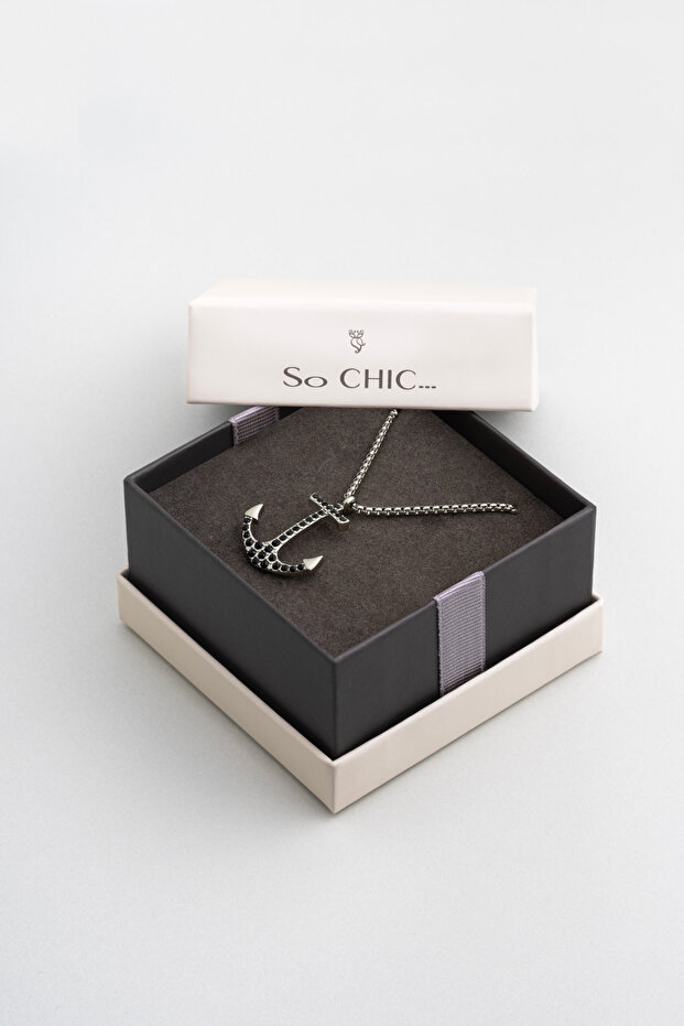 Çapa Figürlü Çelik 60 Cm Erkek Kolye - 5