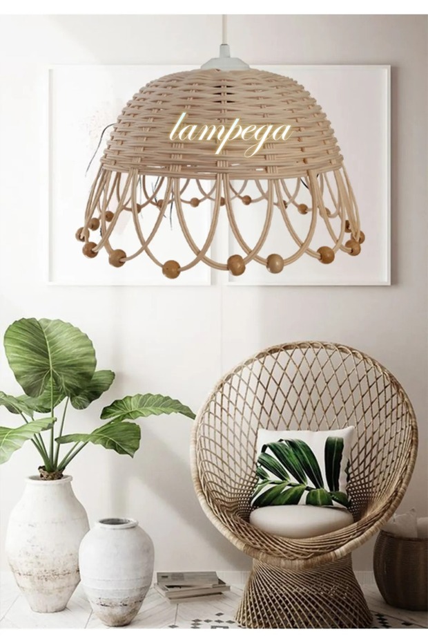 rattan bambu hasır avize - 1