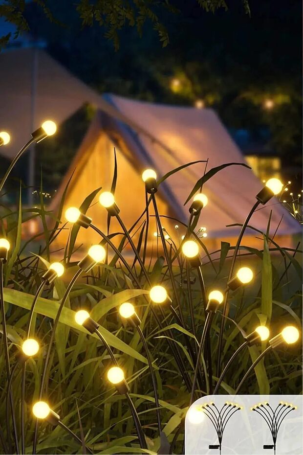 Solar 6 Led'li Güneş Enerjili Ateş Böceği Çiçek Lamba (2 ADET) - 6